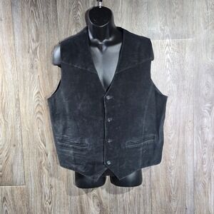 New Zealand Outback Leather Vest Mens L Button Up Original Rugged‎